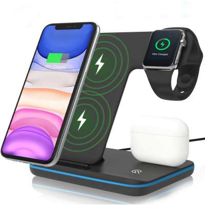 Wireless charger 3in1 for iPhone iWatch AirPods Pro Smart Phone TWS 15watts fast charging QI cetifiled top product 2020