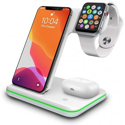 Promotional newest charger 15W 10W/7.5W/5W 3IN1 fast wireless charging stand for smart phone iPhone iWatch TWS