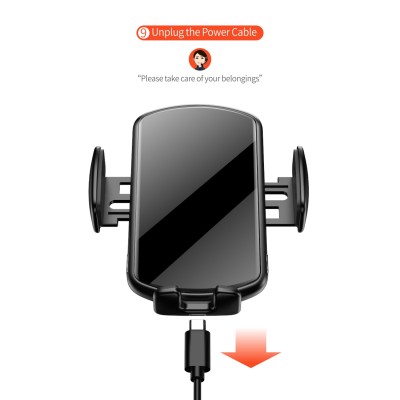 Universal 15W Qi Fast Mobile phone Holder Wireless Charging Charger Car Mount