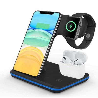 Top products 3in1 wireless charger for iPhone 11 Samsung smartphone phone 15W fast charging